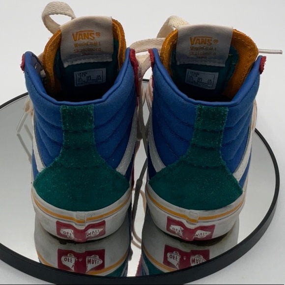 Vans Blue and Red High-Top Sneakers - Picture 2 of 6